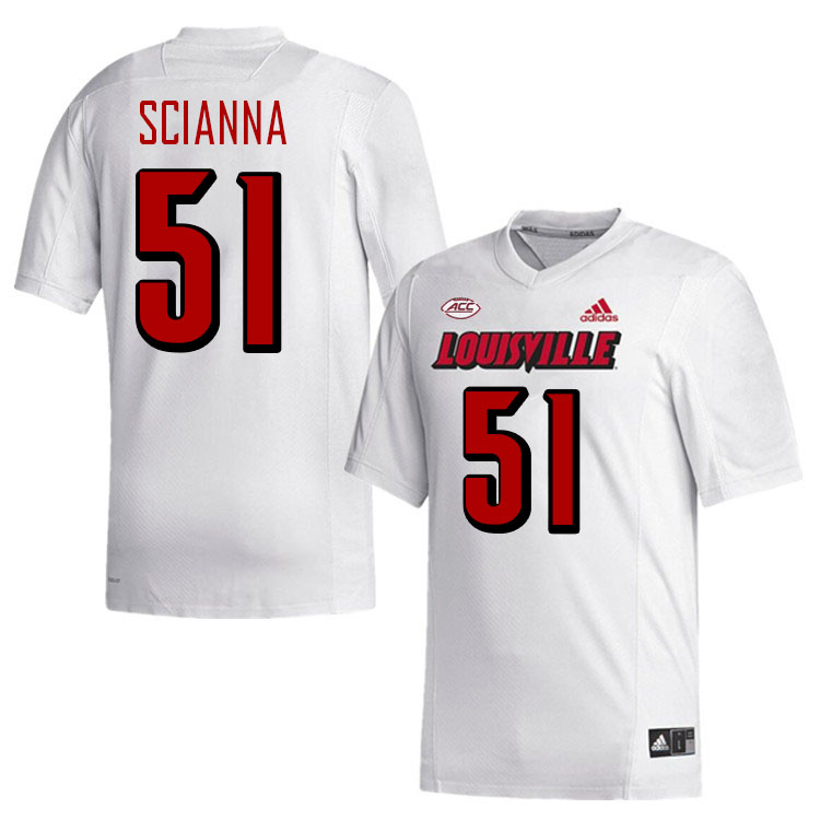 Men #51 Jake Scianna Louisville Cardinals College Football Jerseys Stitched-White